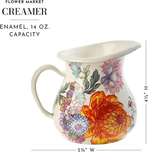 MACKENZIE-CHILDS Enamel Creamer and Sugar-Bowl Set, Cream Dispenser and Sugar Holder, Unique Kitchen Decor, Rosy Check in Saudi Arabia