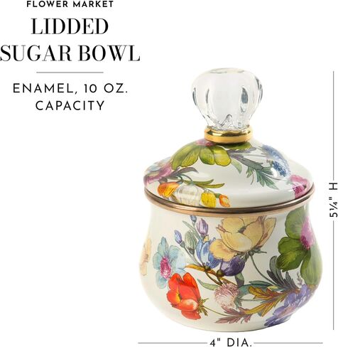 MACKENZIE-CHILDS Enamel Creamer and Sugar-Bowl Set, Cream Dispenser and Sugar Holder, Unique Kitchen Decor, Rosy Check in Saudi Arabia
