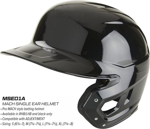 Rawlings | MACH Single Ear Batting Helmet | Right Hand Batter | X-Large | Black in Saudi Arabia