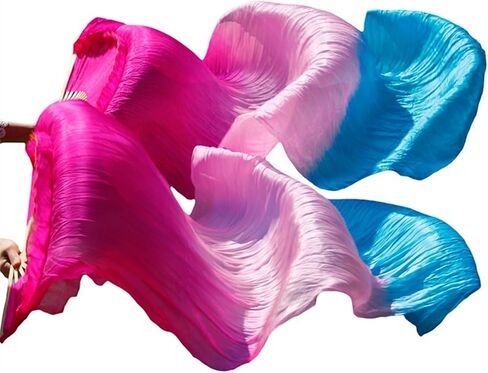 1 Pair(Left+Right) Belly Dance Fan Artificial Silk Bamboo Fans,Colorful Dancing Fabric Fans,Long Folding Belly Dance Fans for Dancing,Length 180cm Width 90cm. in Saudi Arabia