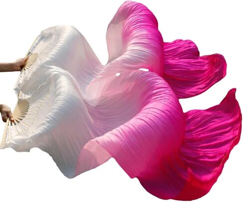 1 Pair(Left+Right) Belly Dance Fan Artificial Silk Bamboo Fans,Colorful Dancing Fabric Fans,Long Folding Belly Dance Fans for Dancing,Length 180cm Width 90cm. in Saudi Arabia