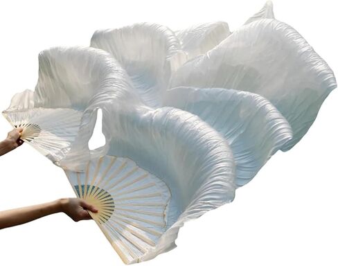 1 Pair(Left+Right) Belly Dance Fan Artificial Silk Bamboo Fans,Colorful Dancing Fabric Fans,Long Folding Belly Dance Fans for Dancing,Length 180cm Width 90cm. in Saudi Arabia