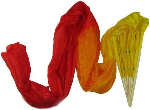 1.8M Hand Made Belly Dance Dancing Silk Bamboo Long Fan for Party Stage Performance in Saudi Arabia