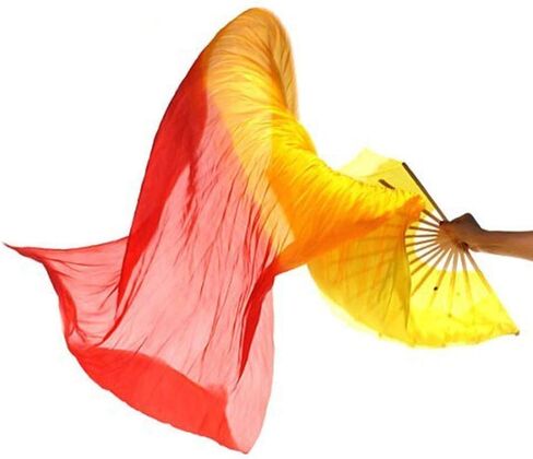 1.8M Hand Made Belly Dance Dancing Silk Bamboo Long Fan for Party Stage Performance in Saudi Arabia