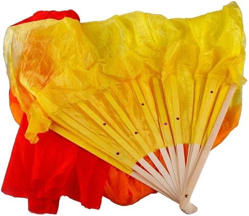 1.8M Hand Made Belly Dance Dancing Silk Bamboo Long Fan for Party Stage Performance in Saudi Arabia