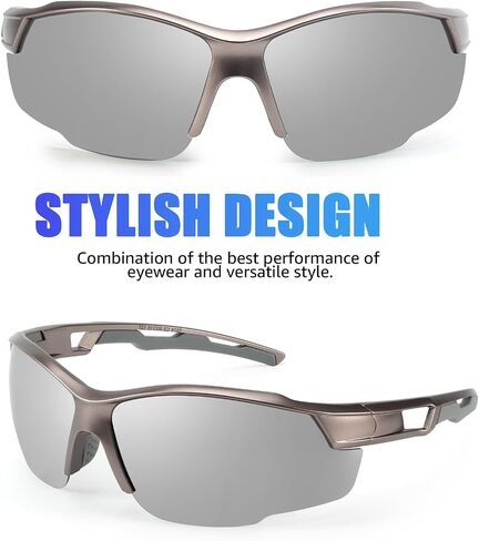 Myiaur Sports Sunglasses for Men Polarized Semi Rimless Wrap Around Sun Glasses UV Protection for Running, Cycling, Fishing in Saudi Arabia
