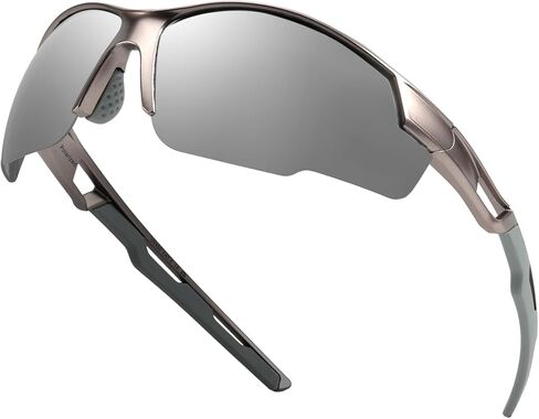 Myiaur Sports Sunglasses for Men Polarized Semi Rimless Wrap Around Sun Glasses UV Protection for Running, Cycling, Fishing in Saudi Arabia