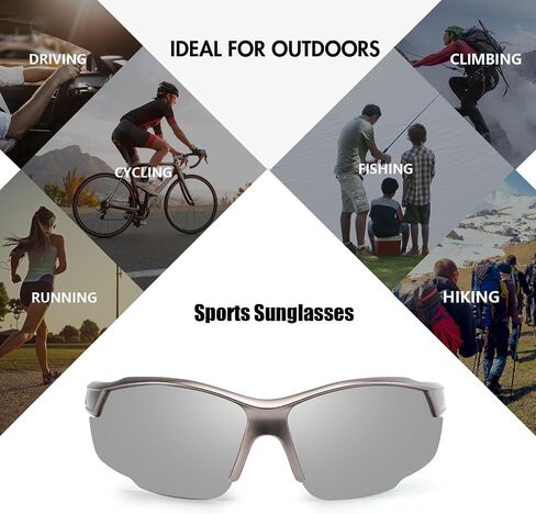 Myiaur Sports Sunglasses for Men Polarized Semi Rimless Wrap Around Sun Glasses UV Protection for Running, Cycling, Fishing in Saudi Arabia