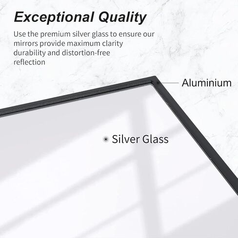 YSSOA Full Length Mirror, Floor Mirror, Standing Mirror, Leaning Mirror, Full Body Mirror, Large Mirror, Bedroom Mirror with Black Aluminium Frame, Black, 65"x22" in Saudi Arabia