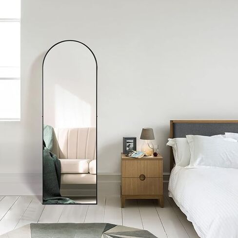 YSSOA Full Length Mirror, Floor Mirror, Standing Mirror, Leaning Mirror, Full Body Mirror, Large Mirror, Bedroom Mirror with Black Aluminium Frame, Black, 65"x22" in Saudi Arabia