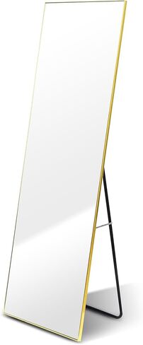 YSSOA Full Length Mirror, Floor Mirror, Standing Mirror, Leaning Mirror, Full Body Mirror, Large Mirror, Bedroom Mirror with Black Aluminium Frame, Black, 65"x22" in Saudi Arabia