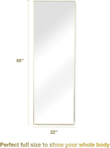 YSSOA Full Length Mirror, Floor Mirror, Standing Mirror, Leaning Mirror, Full Body Mirror, Large Mirror, Bedroom Mirror with Black Aluminium Frame, Black, 65"x22" in Saudi Arabia