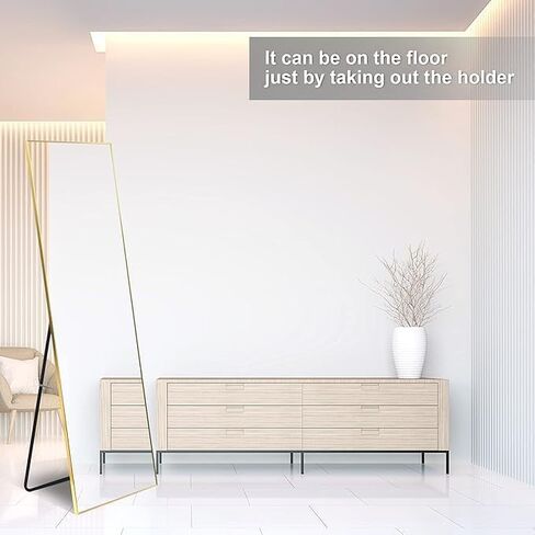 YSSOA Full Length Mirror, Floor Mirror, Standing Mirror, Leaning Mirror, Full Body Mirror, Large Mirror, Bedroom Mirror with Black Aluminium Frame, Black, 65"x22" in Saudi Arabia