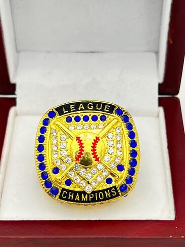 Discount Sports Rings HOME PLATE LEAGUE CHAMPION RING — GOLD BODY, BLUE STONE Item 5-34, Clear,Blue,Gold in Saudi Arabia