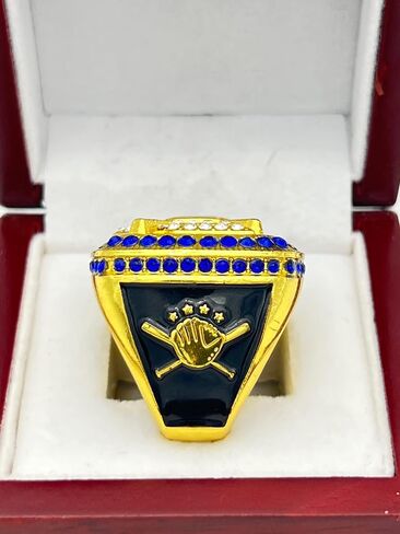Discount Sports Rings HOME PLATE LEAGUE CHAMPION RING — GOLD BODY, BLUE STONE Item 5-34, Clear,Blue,Gold in Saudi Arabia