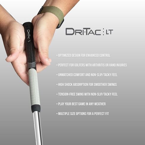 WINN DRI-TAC LT MIDSIZE Golf Grip - Non-Slip Comfort, Moisture-Wicking, Shock Absorption, AVS Technology, Hand Alignment & Arthritis Relief, Better Control with Lighter Grip Pressure, Ideal for Hand Injuries, Less Tapered Profile for Easier Gripping in Saudi Arabia