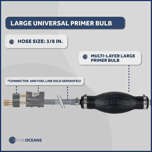 Five Oceans 3/8-Inch Fuel Primer Bulb, Universal Outboard Fuel Line Primer Bulb, Large EPA/CARB Approved, Compatible with Ethanol Blended Fuels - FO4279 in Saudi Arabia