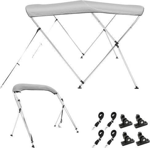 VEVOR 3 Bow Bimini Top Boat Cover, 900D Polyester Canopy with 1" Aluminum Alloy Frame, Waterproof and Sun Shade, Includes Storage Boot, 4 Straps, 2 Support Poles, 6'L x 46"H x 67"-72"W, Pacific Blue in Saudi Arabia