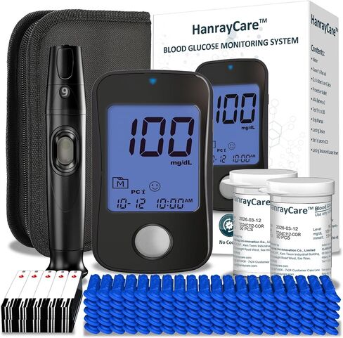TD-4125 Superior to Most Blood Glucose Monitor Kit, Patented 2+2 Bio Tech, 100 Glucometer Strips & Lancets, 1 Blood Sugar Monitor & Lancing Device, No Coding Diabetes Test Kit, Larger Backlight Screen in Saudi Arabia