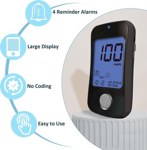 TD-4125 Superior to Most Blood Glucose Monitor Kit, Patented 2+2 Bio Tech, 100 Glucometer Strips & Lancets, 1 Blood Sugar Monitor & Lancing Device, No Coding Diabetes Test Kit, Larger Backlight Screen in Saudi Arabia