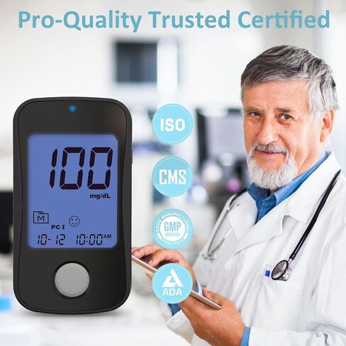 TD-4125 Superior to Most Blood Glucose Monitor Kit, Patented 2+2 Bio Tech, 100 Glucometer Strips & Lancets, 1 Blood Sugar Monitor & Lancing Device, No Coding Diabetes Test Kit, Larger Backlight Screen in Saudi Arabia