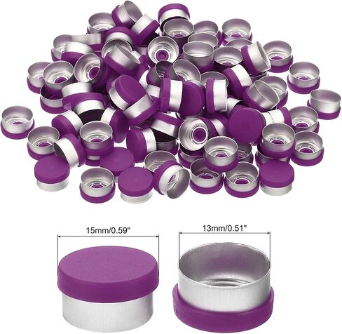 PATIKIL 13mm Flip Off Caps, 100 Pcs Flip Off Caps Flip Off Seals Flip Off Vial Seals Plastic Aluminum Caps Cover for Glass Vial, Purple in Saudi Arabia