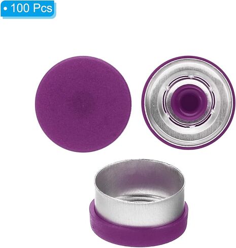 PATIKIL 13mm Flip Off Caps, 100 Pcs Flip Off Caps Flip Off Seals Flip Off Vial Seals Plastic Aluminum Caps Cover for Glass Vial, Purple in Saudi Arabia