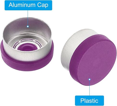 PATIKIL 13mm Flip Off Caps, 100 Pcs Flip Off Caps Flip Off Seals Flip Off Vial Seals Plastic Aluminum Caps Cover for Glass Vial, Purple in Saudi Arabia