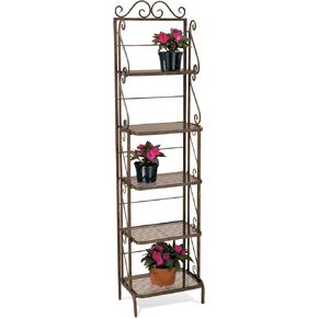 Deer Park Ironworks BR107 Skinny Bakers Rack, 73"H x 18"W x 12"D, Natural Finish, Indoor/Outdoor Use, Durable Steel in Saudi Arabia