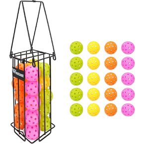 Pickleball Ball Holder Set - Large Capacity Pickleball Hopper with 20 Balls, Must-Have Pickleball Ball Retriever for Pickleball Training, Pickleball Caddy for Pickleball Practice Equipment
