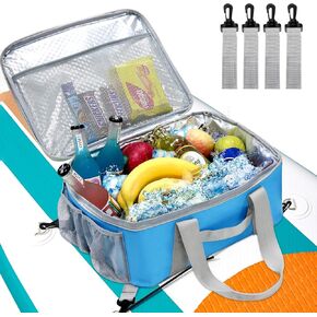Paddle Board Cooler Bag, Waterproof Portable Deck Bag with Top Mesh Pocket,Kayak Cooler Bag with Side Pouches for Water Bottles,Inflatable Paddle Board Accessories Coolers for Sup, Kayak