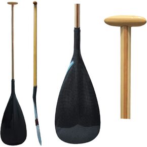 Hybrid Wooden Shaft and Carbon Fiber Outrigger Canoe Paddle Straight Shaft OC Paddle