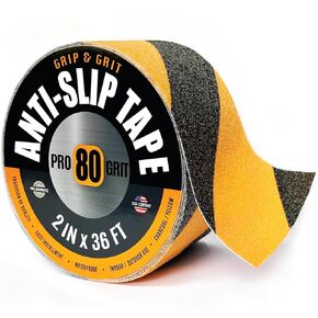 Grip Tape Pro Grade Anti Slip Tape for Stairs & Floors, 2IN x 36FT, Safety Traction Tape, Indoor / Outdoor Stair Treads Non Slip Tape, Waterproof Black / Yellow Safety Tape, Non Skid Friction Tape
