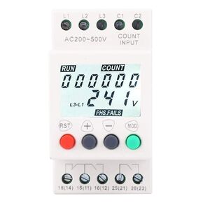 YWBL-WH RD6-W LCD Display Under Over Voltage Phase Sequence Protector 3 Phase Voltage Monitor Relay 208-480VAC