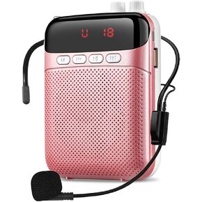 Portable Voice Amplifier for Teachers,2400mAh Personal Amplifier Headset for Speaking Rechargeable PA System Microphone for Teachers/Training/Meeting/Tour Guide/Yoga/Classroom(Rose)