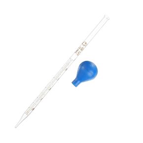 PATIKIL 3ml Dropper Pipettes, 1pcs Lab Graduated Scaled Tool Glass Dropper for Liquid Essential Oil Transfer, with Blue Rubber Cap