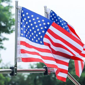 Marinebaby 2 PCS Boat Flag Pole Holder, Stainless Steel Rail Mount Boat Pulpit Staff (7/8" - 1 "), Marine Flag Pole Kit for Truck RV Yacht (2X American Flags Included)