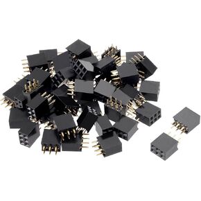 uxcell 50Pcs 2.54mm Pitch 2x3-Pin Double Row Straight Connector Female Pin Header Strip PCB Board Socket