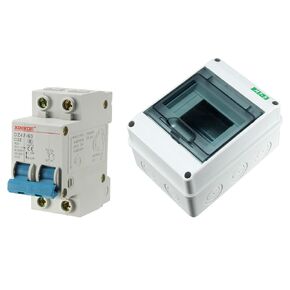 MECCANIXITY Distribution Protection Box 160mmx120mmx95mm and Low-Voltage Miniature Circuit Breaker 2 Poles 32A 400V Set of 1