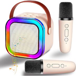 2024 Mini Karaoke Machine for Kids Adults, Portable Bluetooth Karaoke Speaker with 2 Wireless Microphones, Ideal Gifts for Girls Boys Age 4-12+, Perfect for Birthday Parties, Home, Outdoor