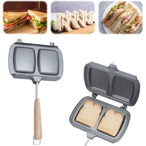 Hot Sandwich Maker, Hot Dog Toaster, Non Stick Breakfast Sandwich Maker Baking Pan, Removable Double-Sided Sandwich Baking Pan for Breakfast Omelets Pancakes, Frittatas and Toast (Gray)