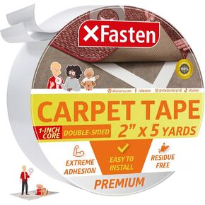 XFasten Carpet Tape for Hardwood Floors 2"x10yds No Residue Rug Tape Hardwood Floor, Strong Double Sided Carpet Tape Heavy duty Rug Tape for Area Rugs on Carpet Adhesive Tape for Rugs to Stay in Place