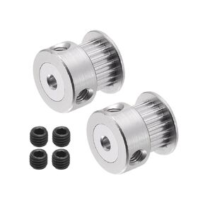 MECCANIXITY 20 Teeth 3mm Bore Timing Pulley, Aluminium Synchronous Wheel Silver for 3D Printer Belt, CNC Machine, Pack of 5