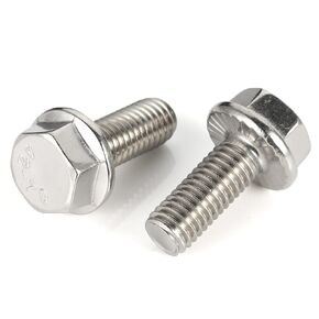 40 PCS M6 x 10mm Flanged Hex Head Bolts Flange Hexagon Screws, Stainless Steel A2, DIN 6921