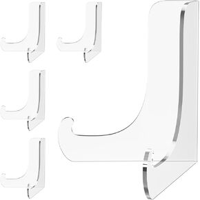 5 Pack Acrylic Display Stand, Plate Stand for Display, Clear Easel Stand, Display Holder for Card, Frame, Picture, Magazine, Book, CD, Phone (Small/ 3 Inch)