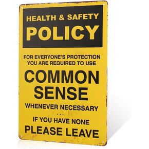 Health & Safety Policy Metal Sign Poster for Home, Office, Bathroom, Kitchen, Bedroom, Living Room, Dining Room, Nursery, Baby Shower, Wedding, Birthday Gift