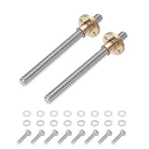 uxcell 2 Pcs 100mm / 4 Inch Tr8x8 Stainless Steel Lead Screw with T8 Brass Nut - [ Acme Thread, 2mm Pitch, 8mm Lead ] for 3D Printer Z Axis, CNC Machine