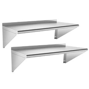 Commercial Stainless Steel Shelf 12 x 36", Wall Mounted Food Service Storage Rack Shelves, Heavy Duty 270 lb Metal Shelf for Kitchen, Restaurant, Food Truck, Garage, Laundry Room