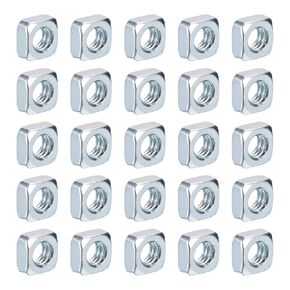 uxcell 1/4"-20x6 Square Nuts, Carbon Steel Zinc Plated Coarse Thread Square Nuts Fasteners for Home Repairs and Professional Engineering, Colorful 50pcs