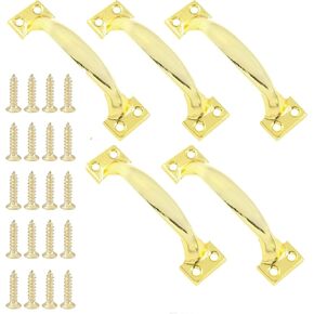 4 "Gate Handle Pulls Handle, Screen Door Handle 100mm Cabinet Door Handles 5 Fitted with Screws Handles Cabinet Pulls, Garage Door Pull Handle for Drawer Garage, Shed, (Silver)